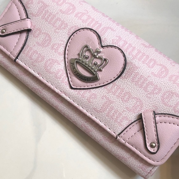 Juicy Couture Chiffon Pink Her Majesty Single Gusset Flap Clutch Wallet NWT - Picture 9 of 16